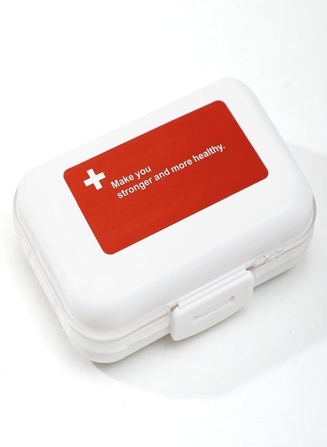 Shrux علبة حبوب شروكس ذات 8 أقسام | حافظة أدوية محمولة | علبة تخزين أقراص وفيتامينات مناسبة للسفر | خالية من مادة BPA، مقاومة للرطوبة، تصميم بقفل آمن (أبيض وأحمر، 11 × 7 × 3 سم) - Image 1